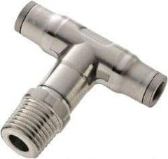 Legris - 5/32" Outside Diam, 1/8 NPT, Stainless Steel Push-to-Connect Male Branch Tee - 435 Max psi, FKM O-Ring, Tube to Male NPT - Makers Industrial Supply