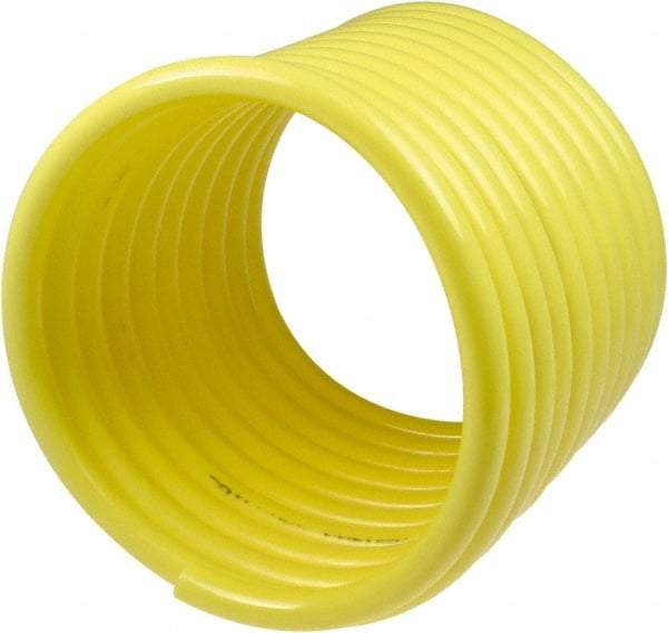 Coilhose Pneumatics - 3/16" ID, 100' Long, Yellow Nylon Coiled & Self Storing Hose - 230 Max psi, No Fittings - Makers Industrial Supply