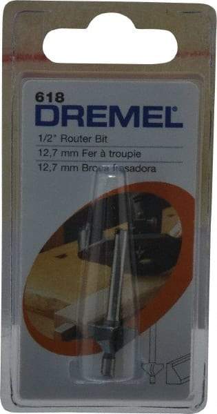 Dremel - 1/2" Diam, 1-1/4" Overall Length, High Speed Steel, Chamfer, Edge Profile Router Bit - 1/8" Shank Diam x 1/8" Shank Length, Uncoated - Makers Industrial Supply