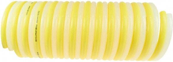 Coilhose Pneumatics - 3/16" ID, 50' Long, Yellow & Natural Nylon Coiled & Self Storing Hose - 230 Max psi, No Fittings - Makers Industrial Supply