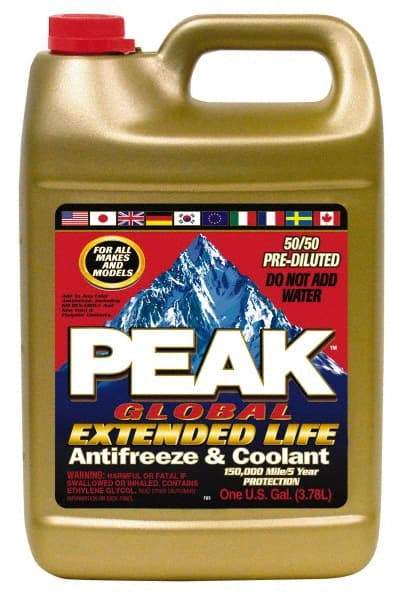 Peak - 1 Gal Extended Life Premixed Antifreeze & Coolant - Ethylene Glycol, Organic Acid Inhibitor, De-Ionized Water Composition - Makers Industrial Supply