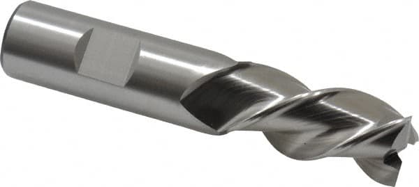 Cleveland - 3/4", 1-5/8" LOC, 3/4" Shank Diam, 3-3/4" OAL, 3 Flute, Powdered Metal Square End Mill - Single End, Uncoated, Spiral Flute, 42° Helix, Centercutting, Left Hand Cut, Left Hand Flute, Series PM-539L - Makers Industrial Supply