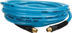 Coilhose Pneumatics - 3/8" ID, 3/8 Thread, 25' Long, Transparent Blue Polyurethane Coiled & Self Storing Hose - 200 Max psi, Male Rigid x Male Rigid - Makers Industrial Supply