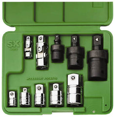 SK - 9 Piece Universal & Socket Adapter Set - 1/4F x 3/8M, 3/8F x 1/4M, 3/8F x 1/2M, 1/2F x 3/8M, 1/2F x 3/4M" 1/4, 3/8 & Impact 1/4, 3/8, 1/2" - Makers Industrial Supply