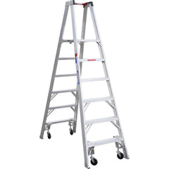 Werner - Step Ladders; Type: Twin Step Ladder ; Height (Feet): 6 ; Industry Rating: Type IA ; Load Capacity (Lb.): 300.000 ; Material: Aluminum ; Number of Steps / Rungs: 6 - Exact Industrial Supply