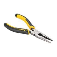 Stanley - 6-1/2" OAL, 2" Jaw Length x 11/16" Jaw Width, Long Nose Side Cutting Pliers - Serrated Jaw, Standard Head, Bi-Material Cushion Grip Handles - Makers Industrial Supply