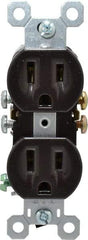 Pass & Seymour - 125 VAC, 15 Amp, 5-15R NEMA Configuration, Brown, Residential Grade, Self Grounding Duplex Receptacle - 1 Phase, 2 Poles, 3 Wire, Flush Mount, Impact Resistant - Makers Industrial Supply