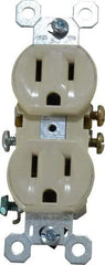 Pass & Seymour - 125 VAC, 15 Amp, 5-15R NEMA Configuration, Ivory, Residential Grade, Self Grounding Duplex Receptacle - 1 Phase, 2 Poles, 3 Wire, Flush Mount - Makers Industrial Supply