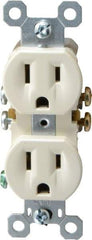 Pass & Seymour - 125 VAC, 15 Amp, 5-15R NEMA Configuration, Light Almond, Residential Grade, Self Grounding Duplex Receptacle - 1 Phase, 2 Poles, 3 Wire, Flush Mount - Makers Industrial Supply