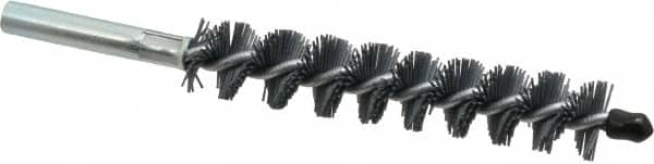 Schaefer Brush - 4" Brush Length, 3/4" Diam, Single Stem, Single Spiral Tube Brush - 6-1/4" Long, Silicone Carbide Impregnated Nylon, 12-24 Female Connection - Makers Industrial Supply