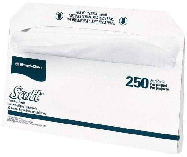 Scott - 17" Long x 14-1/2" Wide White Toilet Seat Covers - 20 Pack, 250 Sheet Roll - Makers Industrial Supply