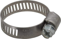 IDEAL TRIDON - SAE Size 10, 1/2 to 1-1/16" Diam, Stainless Steel Miniature Worm Drive Clamp - 5/16" Wide, Material Grade 301, Series 325 - Makers Industrial Supply