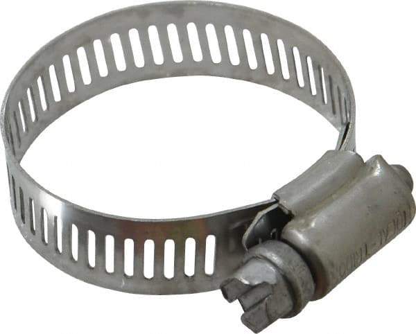 IDEAL TRIDON - SAE Size 20, 3/4 to 1-3/4" Diam, Stainless Steel Worm Drive Clamp - 1/2" Wide, Material Grade 201, Series 611 - Makers Industrial Supply