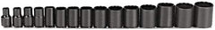 Proto - 15 Piece 1/2" Drive Socket Set - 12 Points, 3/8" to 1-1/4" Range, Inch Measurement Standard - Makers Industrial Supply