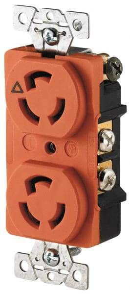 Cooper Wiring Devices - 125 VAC, 15 Amp, L5-15R NEMA, Isolated Ground Receptacle - 2 Poles, 3 Wire, Female End, Orange - Makers Industrial Supply