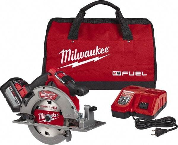 Milwaukee Tool - 18 Volt, 7-1/4" Blade, Cordless Circular Saw - 5,800 RPM, 1 Lithium-Ion Battery Included - Makers Industrial Supply