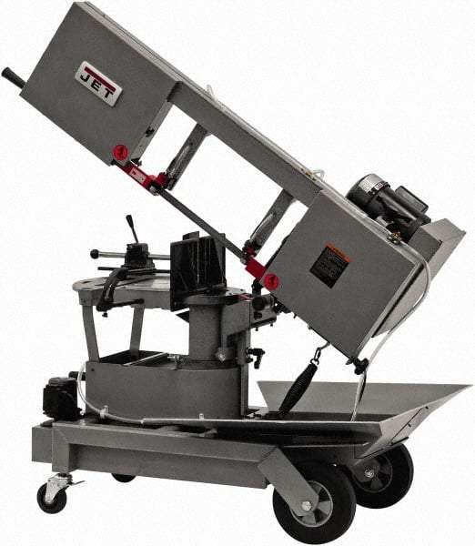 Jet - 8 x 9" Max Capacity, Manual Step Pulley Horizontal Bandsaw - 64, 132 & 247 SFPM Blade Speed, 115/230 Volts, 90°, 1 hp, 1 Phase - Makers Industrial Supply