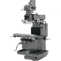 Jet - 12" Table Width x 54" Table Length, Variable Speed Pulley Control, 3 Phase Knee Milling Machine - NT40 Spindle Taper, 5 hp - Makers Industrial Supply