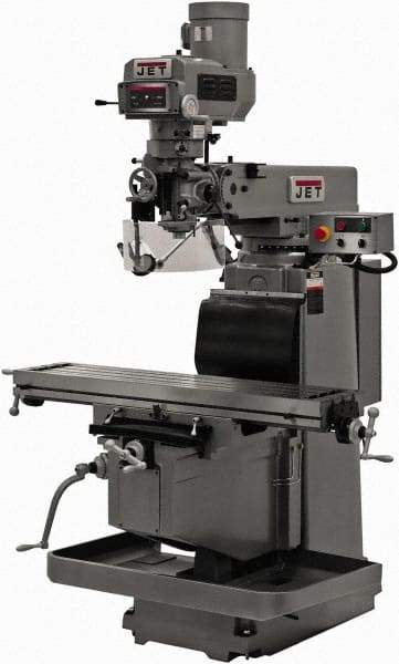 Jet - 12" Table Width x 54" Table Length, Variable Speed Pulley Control, 3 Phase Knee Milling Machine - R8 Spindle Taper, 5 hp - Makers Industrial Supply