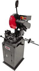 Jet - 13-1/2" Blade Diam, Straight/Miter Chop & Cut-Off Saw - 3 Phase, 3,450 RPM, 5 hp, 230/460 Volts, 4-7/8" Capacity in Solids at 90°, 3-1/8" Capacity in Solids at 45°, 4-1/8" Capacity in Pipe at 45° - Makers Industrial Supply