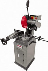 Jet - 11-1/2" Blade Diam, Straight/Miter Chop & Cut-Off Saw - 3 Phase, 3,450 RPM, 5 hp, 230/460 Volts, 4" Capacity in Pipe at 90°, 3-1/2" Capacity in Solids at 45° - Makers Industrial Supply