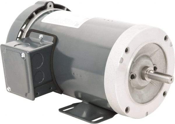 Leeson - 1 Max hp, 1,800 Max RPM, Premium Efficient Electric AC DC Motor - 230/460 V Input, Three Phase, 56C Frame, C-Face with Base Mount, TEFC Enclosure - Makers Industrial Supply