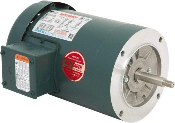 Leeson - 1-1/2 Max hp, 3,600 Max RPM, Premium Efficient Electric AC DC Motor - 230/460 V Input, Three Phase, 56J Frame, C-Face Mount, TEFC Enclosure - Makers Industrial Supply