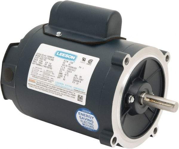 Leeson - 1/4 Max hp, 1,800 Max RPM, Capacitor Start Electric AC DC Motor - 115/230 V Input, Single Phase, S56C Frame, 5/8" Shaft Diam, C-Face Mount, TENV Enclosure - Makers Industrial Supply