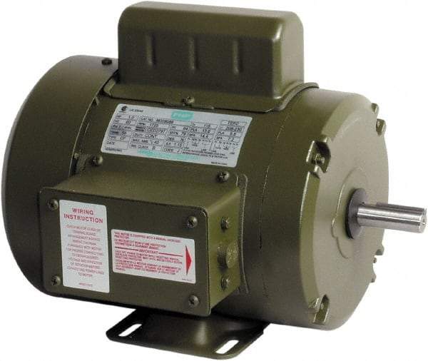 Leeson - 1 Max hp, 1,800 Max RPM, Capacitor Start Electric AC DC Motor - 115-208/230 V Input, Single Phase, 56 Frame, Rigid Base Mount, TEFC Enclosure - Makers Industrial Supply