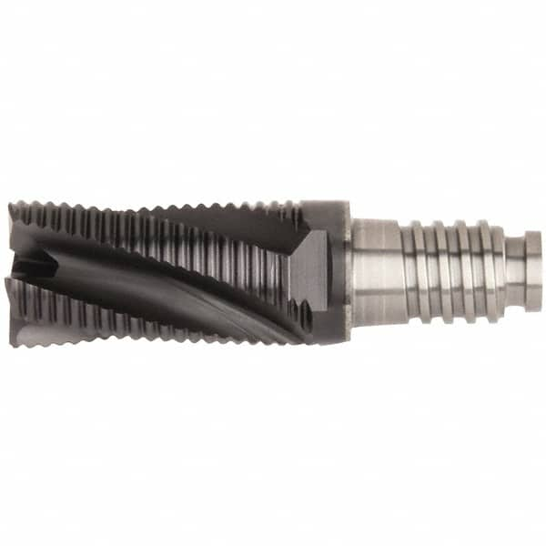 Kennametal - 20mm Diam, 30mm LOC, 4 Flute, 0.5mm Corner Chamfer End Mill Head - Solid Carbide, AlTiN Finish, Duo-Lock 20 Connection, Spiral Flute, 20° Helix, Centercutting - Makers Industrial Supply