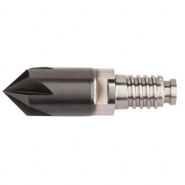 Kennametal - 3/8" Diam, 0.075" LOC, 0.075" Chamfer Width, 4 Flute Corner Chamfer - Solid Carbide, AlTiN Finish, Duo-Lock 10 Connection, Spiral Flute - Makers Industrial Supply