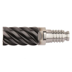 Kennametal - 16mm Diam, 24mm LOC, 6 Flute, 0.75mm Corner Radius End Mill Head - Solid Carbide, AlTiN Finish, Duo-Lock 16 Connection, Spiral Flute, 45° Helix, Centercutting - Makers Industrial Supply