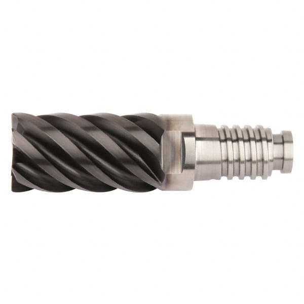 Kennametal - 1/2" Diam, 3/4" LOC, 6 Flute, 0.762mm Corner Radius End Mill Head - Solid Carbide, AlTiN Finish, Duo-Lock 12 Connection, Spiral Flute, 45° Helix, Centercutting - Makers Industrial Supply