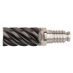 Kennametal - 25mm Diam, 37.5mm LOC, 6 Flute, 0.75mm Corner Radius End Mill Head - Solid Carbide, AlTiN Finish, Duo-Lock 25 Connection, Spiral Flute, 45° Helix, Centercutting - Makers Industrial Supply