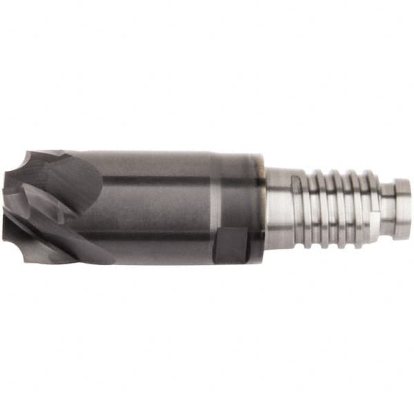 Kennametal - 10mm Diam, 1.5mm LOC, 4 Flute, 1.5mm Corner Radius End Mill Head - Solid Carbide, AlTiN Finish, Duo-Lock 10 Connection, Spiral Flute, 0° Helix - Makers Industrial Supply