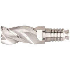 Kennametal - 12mm Diam, 18mm LOC, 3 Flute, 1mm Corner Radius End Mill Head - Solid Carbide, Uncoated, Duo-Lock 12 Connection, Spiral Flute, 38° Helix, Centercutting - Makers Industrial Supply