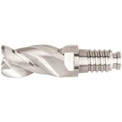 Kennametal - 16mm Diam, 24mm LOC, 3 Flute, 1.5mm Corner Radius End Mill Head - Solid Carbide, Uncoated, Duo-Lock 16 Connection, Spiral Flute, 38° Helix, Centercutting - Makers Industrial Supply