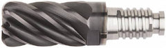 Kennametal - 1/2" Diam, 3/4" LOC, 6 Flute, 0.09" Corner Radius End Mill Head - Solid Carbide, AlTiN Finish, Duo-Lock 12 Connection, Spiral Flute, 37 & 39° Helix, Centercutting - Makers Industrial Supply