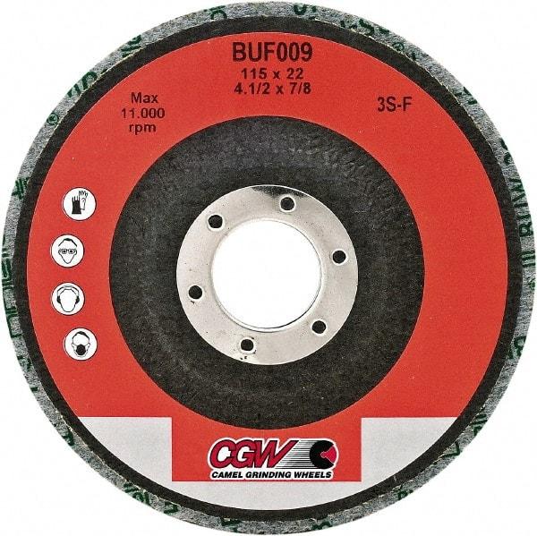 Camel Grinding Wheels - 4-1/2" Fine Grade Silicon Carbide Deburring Disc - 7/8" Center Hole, Arbor Connection, Gray, 11,000 Max RPM - Makers Industrial Supply