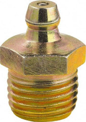 lumax - 0° Head Angle, 1/4 PTF Steel Taper Thread Grease Fitting - Zinc Plated Finish - Makers Industrial Supply