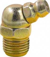 lumax - 45° Head Angle, 1/8 PTF Steel Taper Thread Grease Fitting - Zinc Plated Finish - Makers Industrial Supply