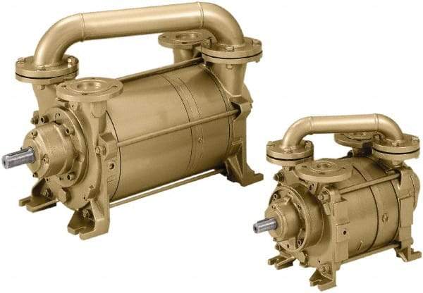 DEKKER Vacuum Technologies - 28.7 Hg Max, 1-1/2" ANSI 150# RF Flanged Inlet & Discharge, Two Stage Liquid Ring Vaccum Pump - 15 CFM, 2 hp, Cast Iron Housing, Bronze Impeller, 3,500 RPM, 230/460 Volts - Makers Industrial Supply