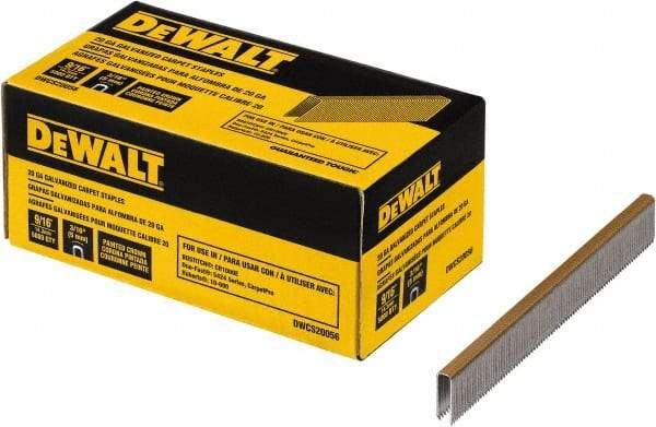 DeWALT - 9/16" Long x 0.0375" Wide, 20 Gauge Crowned Construction Staple - Steel, Galvanized Finish - Makers Industrial Supply