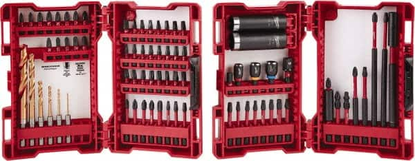 Milwaukee Tool - 75 Piece, Impact Driver Bit Set - 1/4 to 3/16" Hex, #1 to #3, Drilling/Screwdriving Utility Accessory Set Kit, 1/4" Hex Drive, Hex Point - Makers Industrial Supply