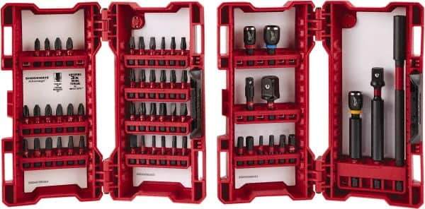 Milwaukee Tool - 55 Piece, Impact Driver Bit Set - 3/32 to 1/4" Hex, #1 to #3, Drilling/Screwdriving Utility Accessory Set Kit, 1/4" Hex Drive, Hex Point - Makers Industrial Supply