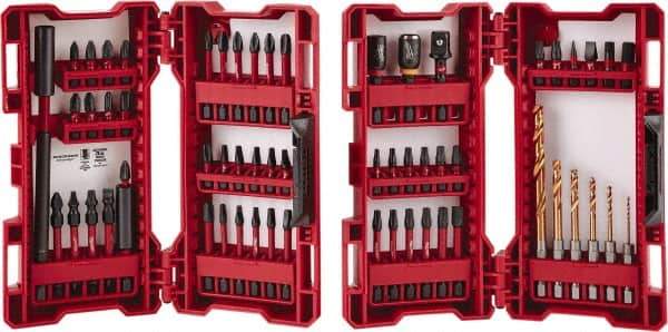 Milwaukee Tool - 60 Piece, Impact Driver Bit Set - 1/4 to 3/16" Hex, #1 to #3, Drilling/Screwdriving Utility Accessory Set Kit, 1/4" Hex Drive, Hex Point - Makers Industrial Supply