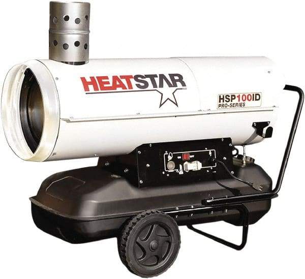 Heatstar - 122,000 BTU Rating, Kerosene/Diesel Indirect Fired Forced Air Heater - 3,050 Sq Ft Max Heating Area, 17 Gal Capacity, Fuel with Diesel, Kerosene, JP-8 & Jet8 - Makers Industrial Supply