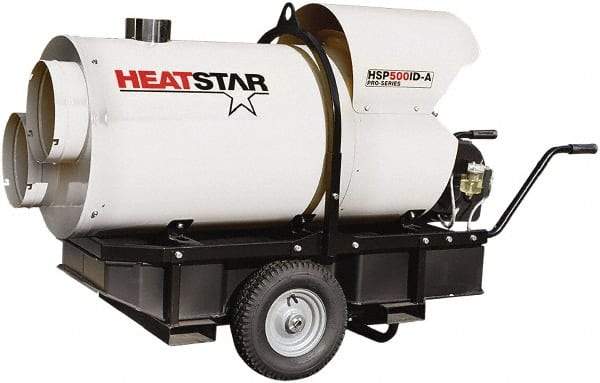 Heatstar - 400,000 BTU Rating, Kerosene/Diesel Indirect Fired Forced Air Heater - 10,000 Sq Ft Max Heating Area, 46 Gal Capacity, Fuel with Diesel, Kerosene, JP-8 & Jet8 - Makers Industrial Supply