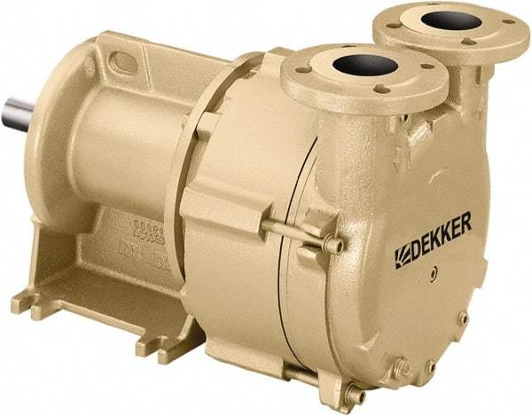 DEKKER Vacuum Technologies - 29 Hg Max, 1-1/2" ANSI 150# RF Flanged Inlet & Discharge, Single Stage Liquid Ring Vaccum Pump - 300 CFM, 20 hp, Cast Iron Housing, 316 Stainless Steel Impeller, 1,750 RPM, 230/460 Volts - Makers Industrial Supply