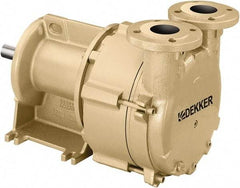 DEKKER Vacuum Technologies - 29 Hg Max, 1" FNPT Inlet & Discharge, Single Stage Liquid Ring Vaccum Pump - 20 CFM, 1.5 hp, Cast Iron Housing, 316 Stainless Steel Impeller, 3,500 RPM, 230/460 Volts - Makers Industrial Supply